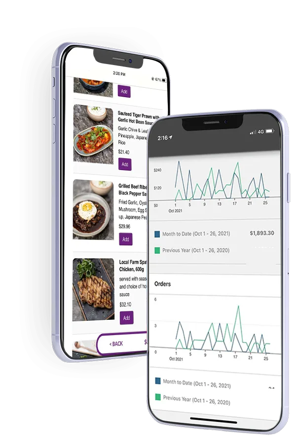 ezQR order flow shown on a mobile device